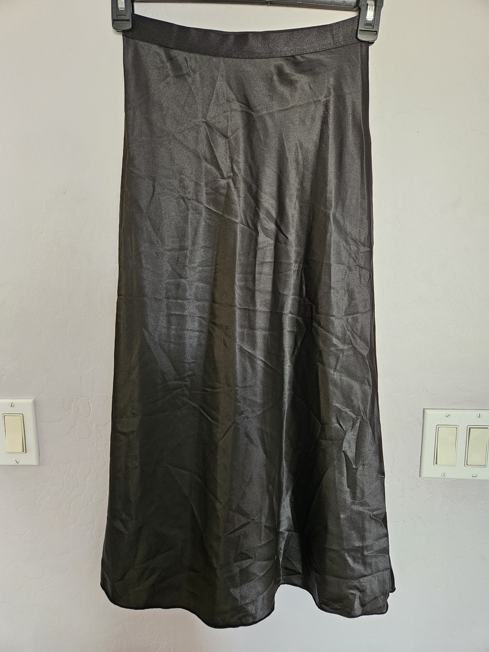 Victoria's Secret Black Satin Midi Skirt